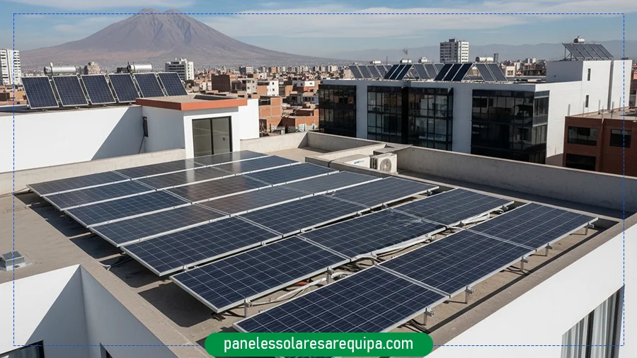 Instalación de paneles solares en techo de Arequipa